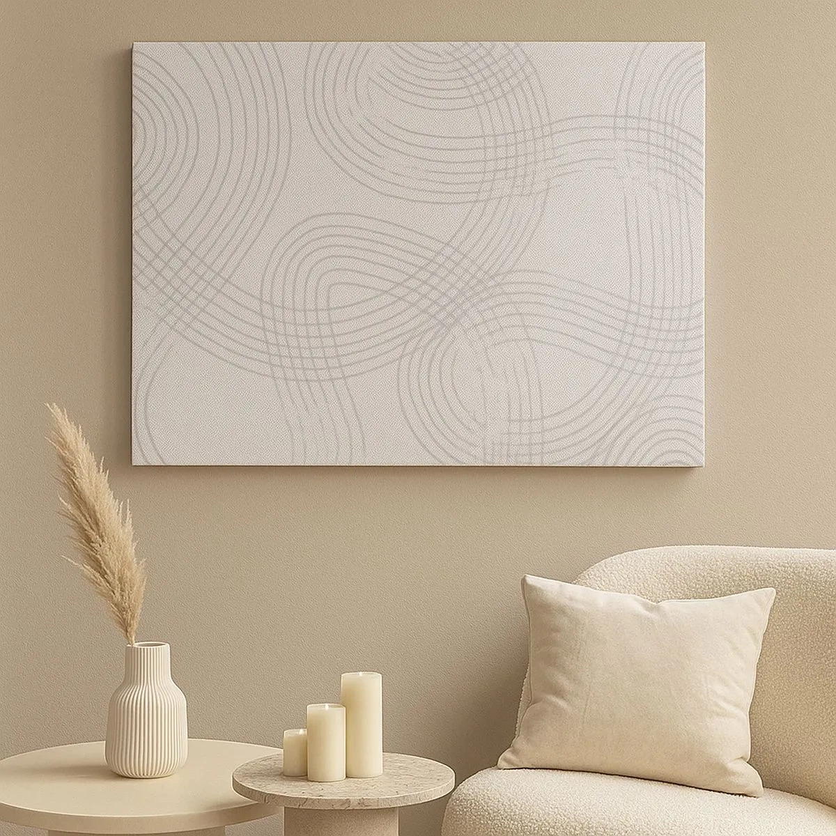 Quadro su tela - Stampe su Tela - Un motivo sottile con linee intrecciate in tonalità chiare - 70x50cm - Non vi è una via diritta - Decorazione murale moderna per soggiorno e camera da letto ARTTOR