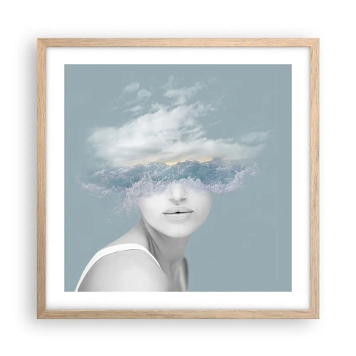 Poster in cornice rovere chiaro - Con la testa tra le nuvole - 50x50 cm