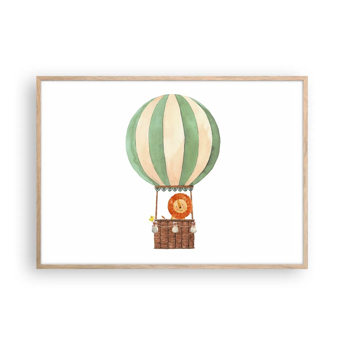 Poster in cornice rovere chiaro - I viaggi del leone - 100x70 cm