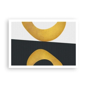 Poster - Forme geometriche in oro su sfondo bianco e scuro - 100x70cm - Iniziamo dall'oro - Decorazione murale moderna per soggiorno e camera da letto ARTTOR
