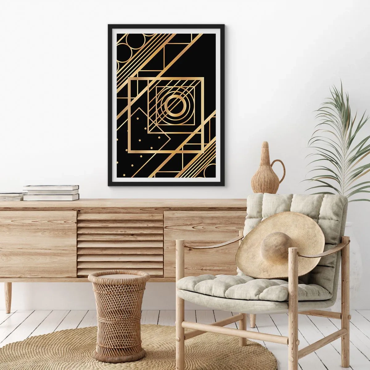 Poster in cornice nera - Geometria dorata - 61x91 cm