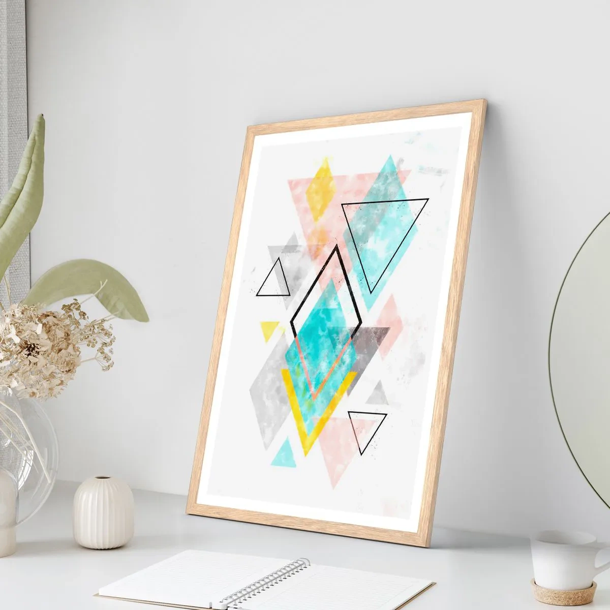 Poster in cornice rovere chiaro - Gioco geometrico - 30x40 cm