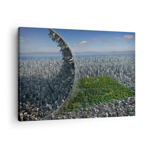 Quadro su tela - Stampe su Tela - Una città dinamica con un tocco surreale - 70x50cm - La natura è eterna - Decorazione murale moderna per soggiorno e camera da letto ARTTOR