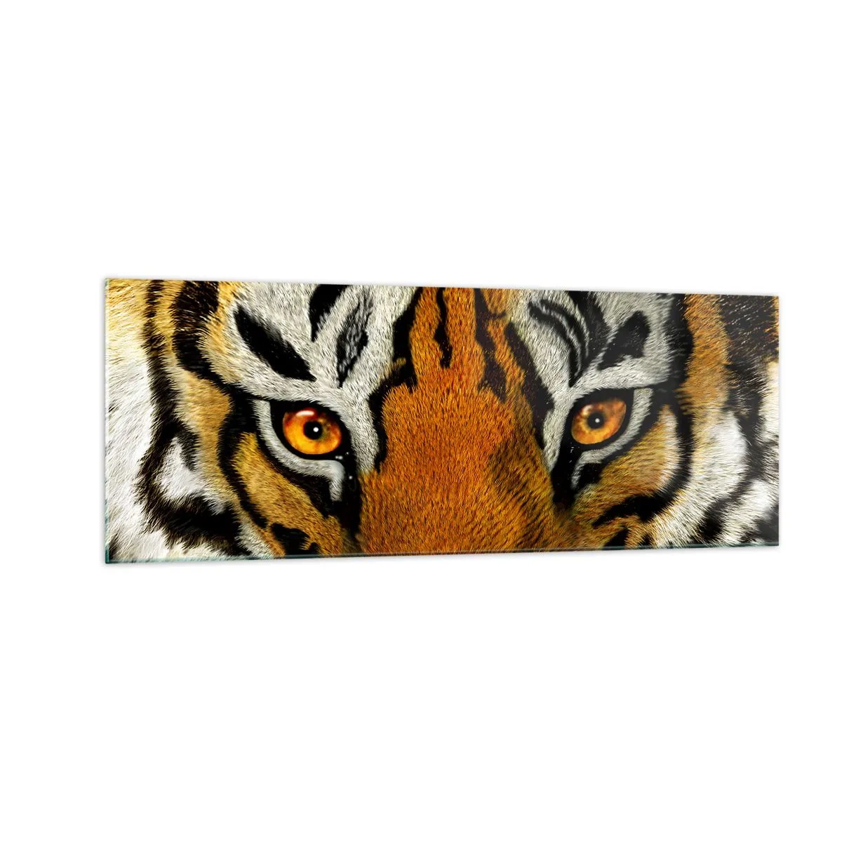 Quadro su vetro - Ritratto ravvicinato di una tigre dallo sguardo intenso - 140x50cm - Minacciosa e bella - Decorazione murale moderna per soggiorno e camera da letto ARTTOR