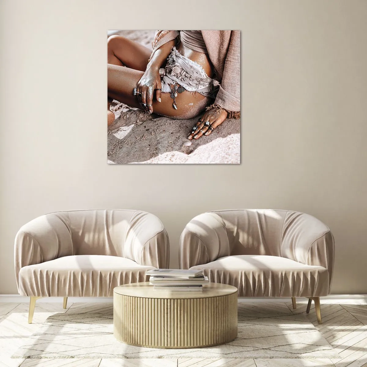 Quadro su vetro - Gettata dalle onde? - 70x70 cm