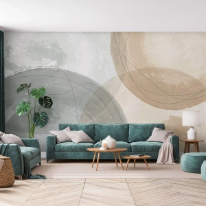 Fotomurali Premium Sand - Compenetrazione di mondi - Astrazione, Pezzo, Quartieri - 300x210 cm