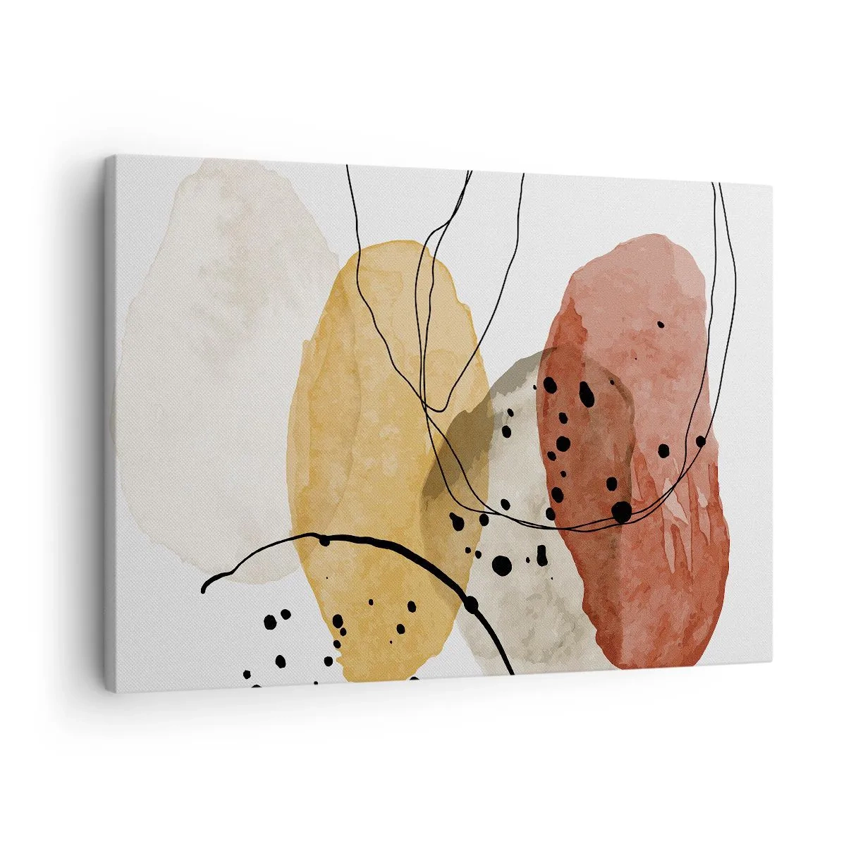 Quadro su tela - Stampe su Tela - Macchie astratte nei toni del beige, giallo e rosso - 70x50cm - Come aria leggera e trasparente - Decorazione murale moderna per soggiorno e camera da letto ARTTOR