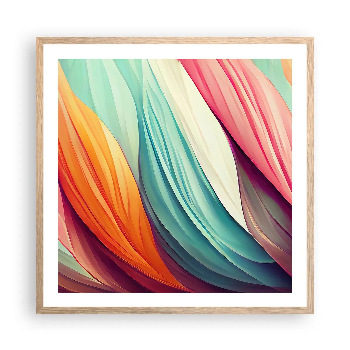 Poster in cornice rovere chiaro - Intreccio arcobaleno - 60x60 cm