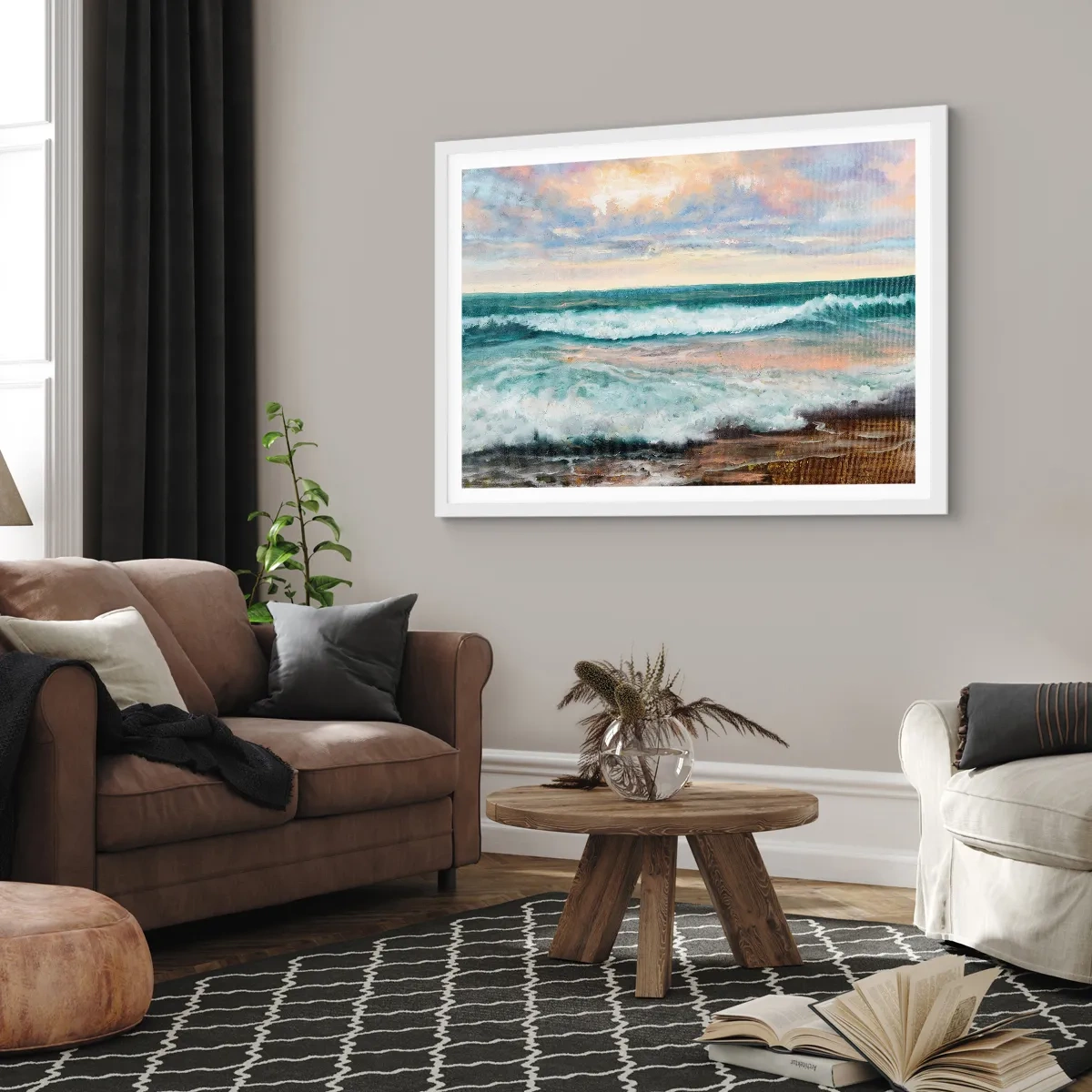 Poster in cornice bianca - Dove l'anima si calma - 70x50 cm