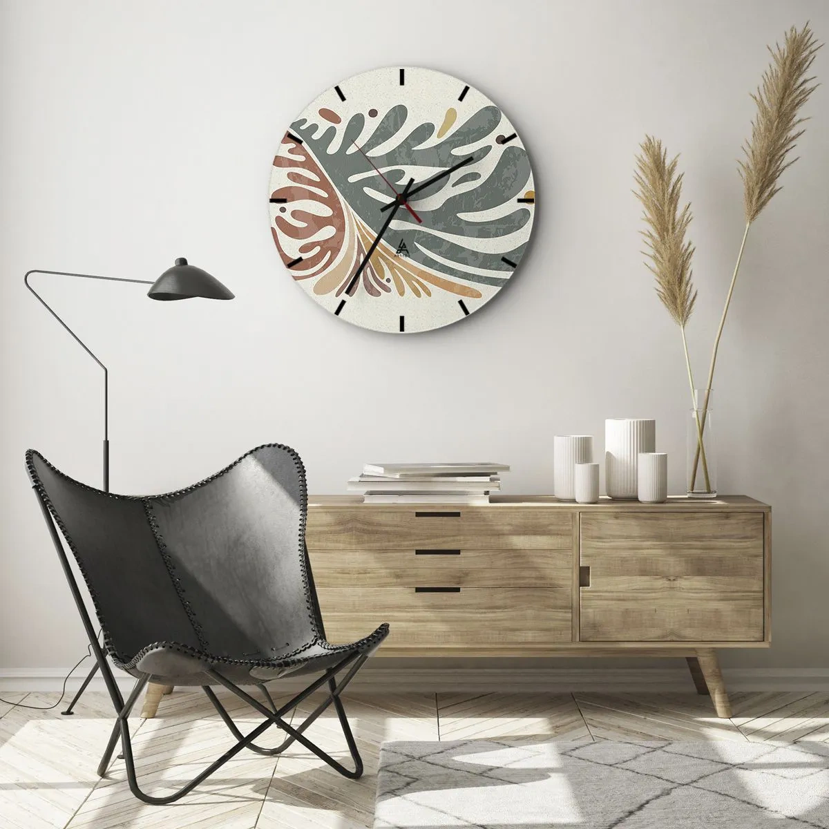Orologio da parete - Orologio in Vetro - Foglia multicolore - 30x30 cm