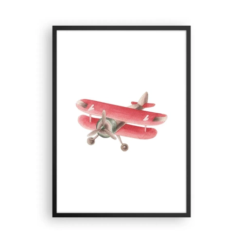 Poster in cornice nera - Un affascinante biplano retrò rosso - 50x70cm - Pronto a volare alto - Decorazione murale moderna per soggiorno e camera da letto ARTTOR