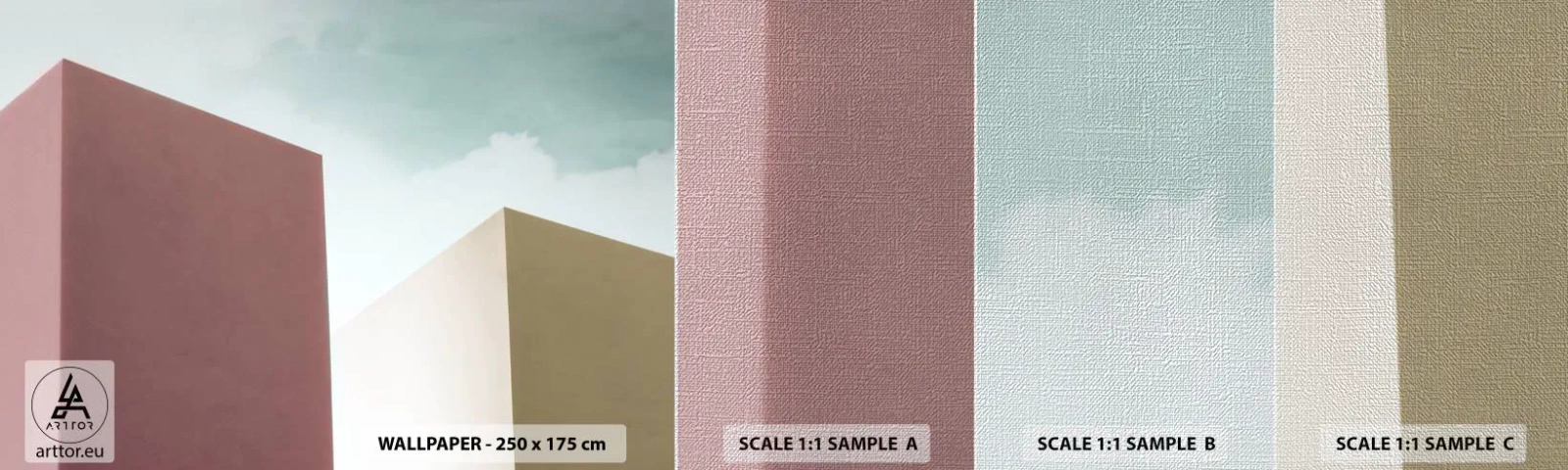 Campione di Fotomurale Premium Canvas - Geometria di un'estate assolata - Edifici, Architettura, Tridimensionale - 100x30 cm