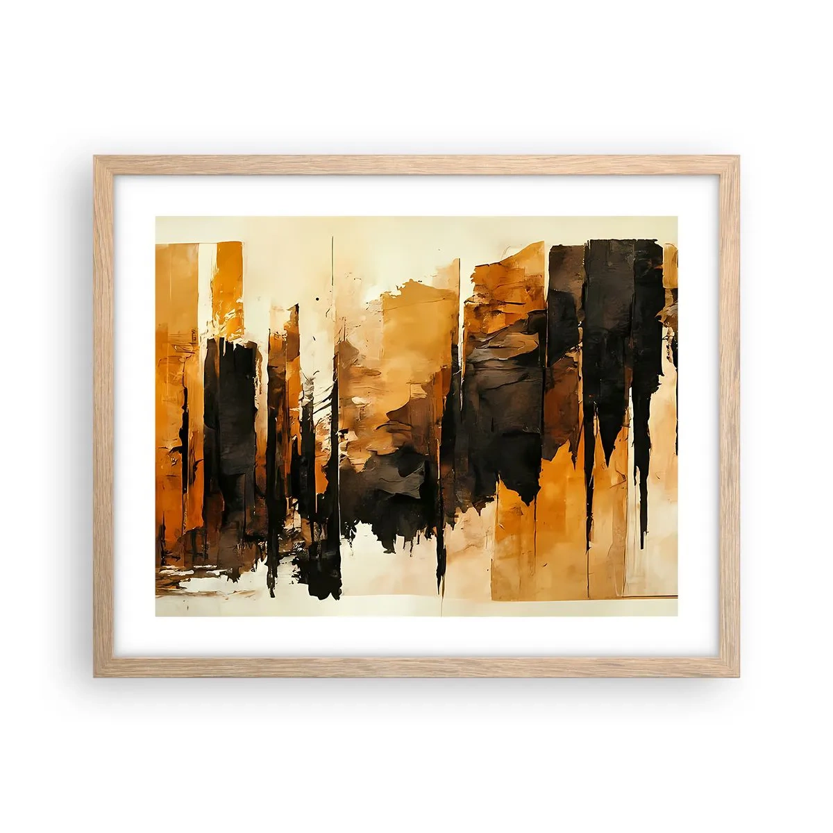 Poster in cornice rovere chiaro - Armonia di nero e oro - 50x40 cm