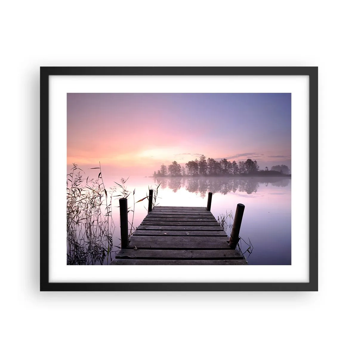 Poster in cornice nera - Nebbia color lilla - 50x40 cm