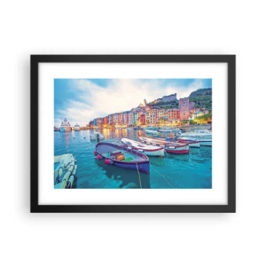 Poster in cornice nera - Sera colorata nel porto - 40x30 cm