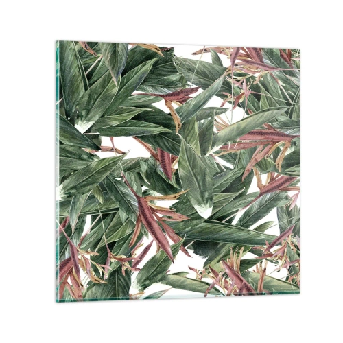 Quadro su vetro - Macchia smeraldo e lilla - 70x70 cm