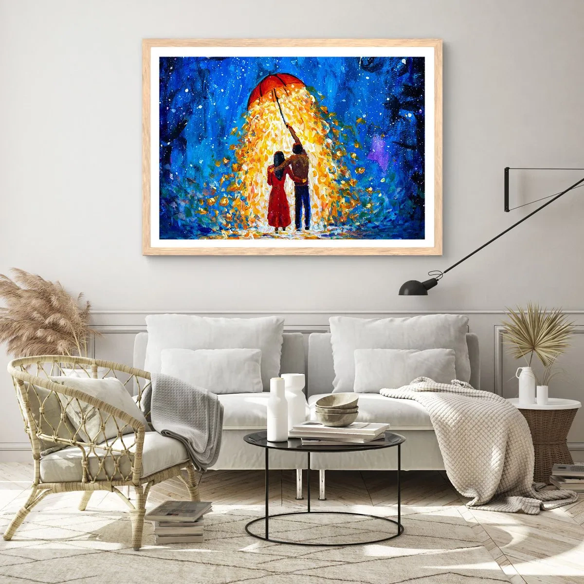 Poster in cornice rovere chiaro - La magia di una sera piovosa? - 91x61 cm