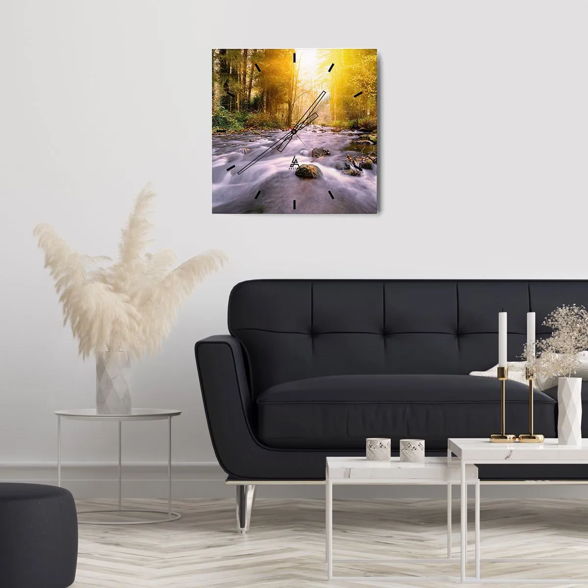 Orologio da parete - Orologio in Vetro - Malachite in cornice oro-argento - 40x40 cm