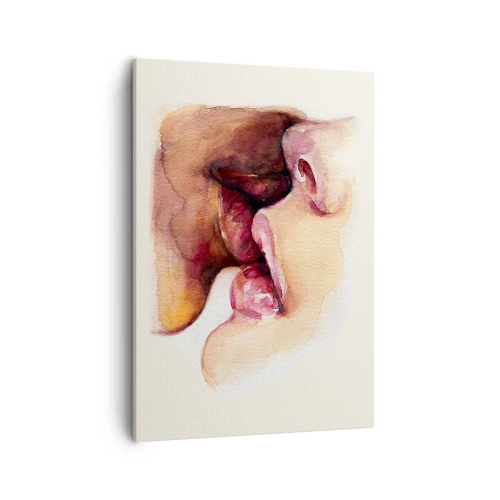 Quadro su tela - Stampe su Tela - Un dipinto ad acquerello raffigurante un primo piano di un volto - 50x70cm - Come notte e giorno, terra e cielo - Decorazione murale moderna per soggiorno e camera da letto ARTTOR