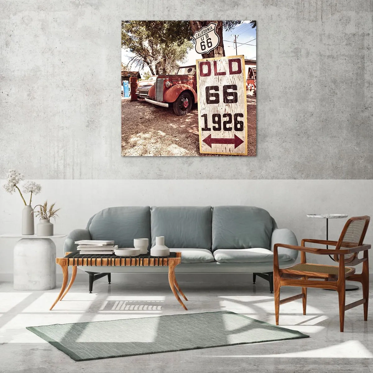 Quadro su vetro - La leggenda della provincia americana - 60x60 cm