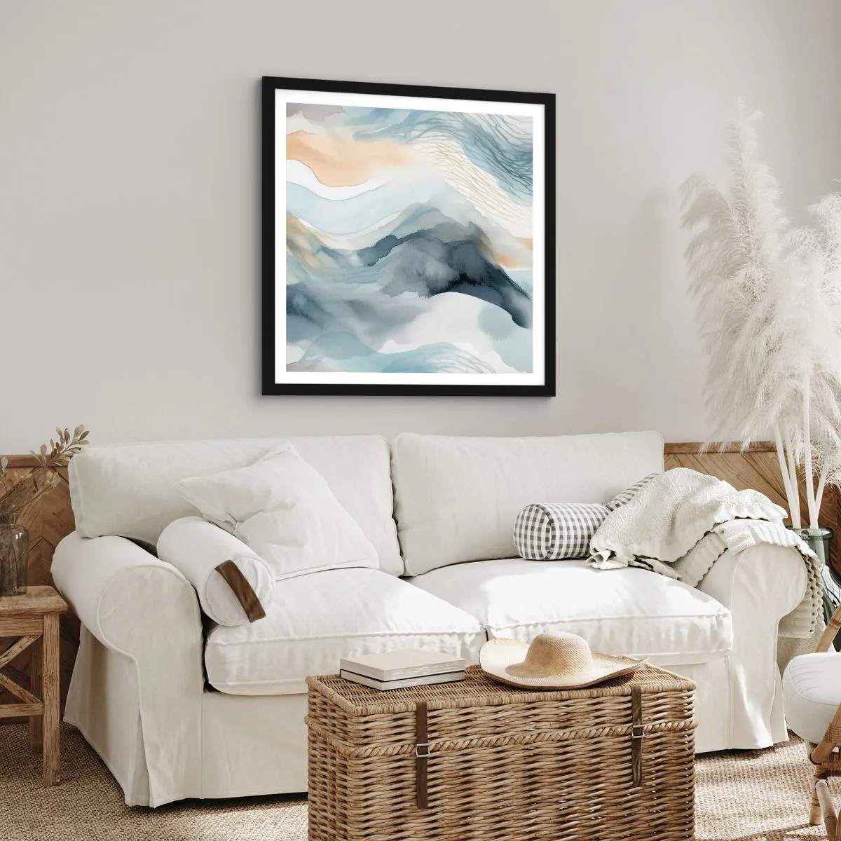 Poster in cornice nera - Astrazione nevosa e nebbiosa - 40x40 cm