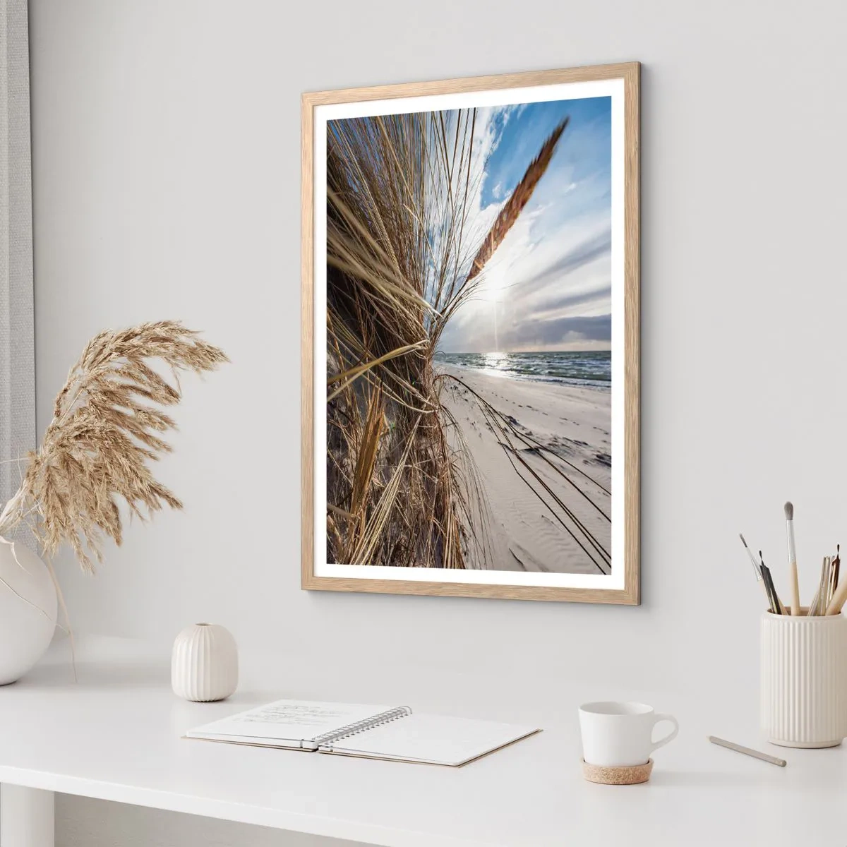 Poster in cornice rovere chiaro - L'incontro degli elementi - 40x50 cm