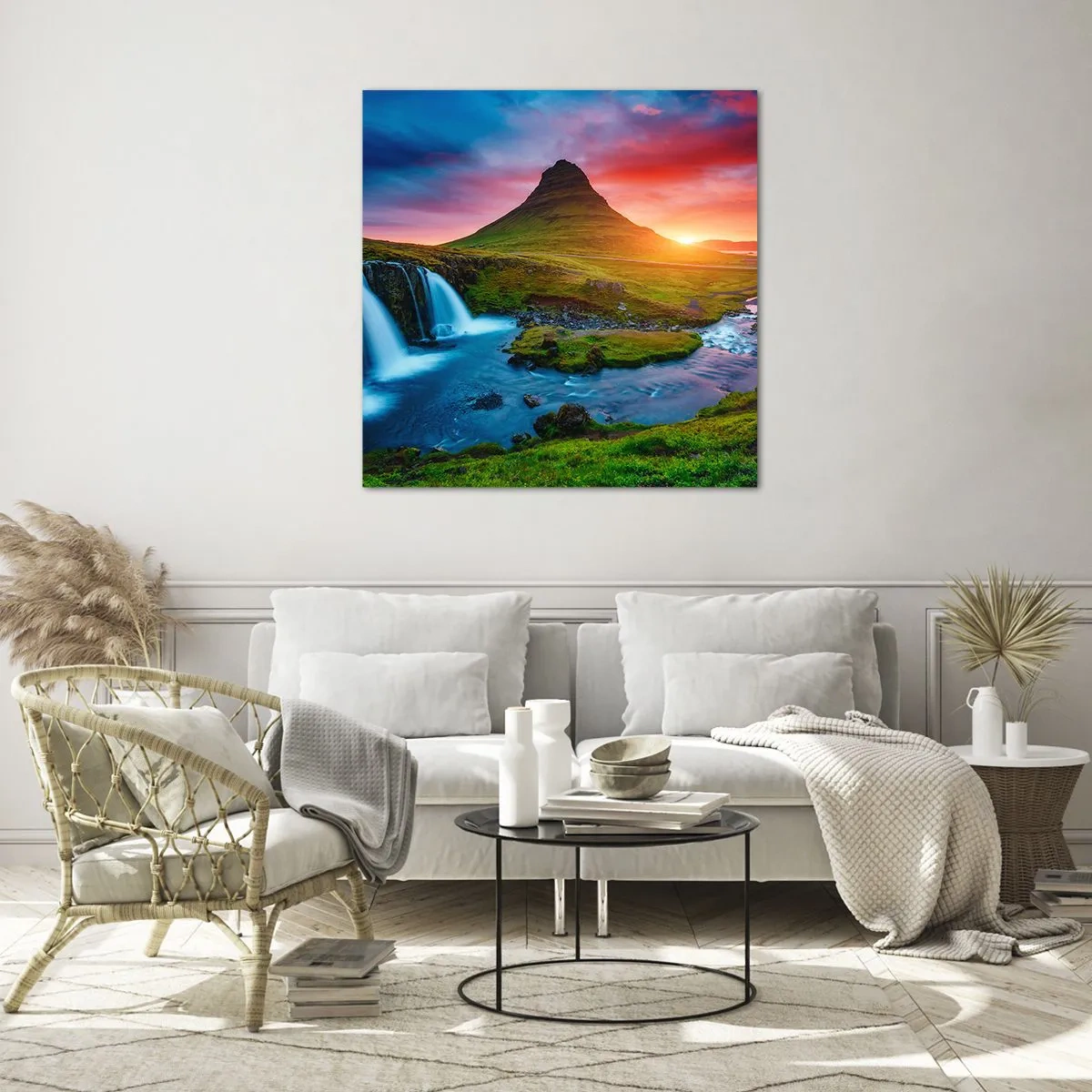 Quadro su vetro - Islanda: acqua e fuoco - 60x60 cm