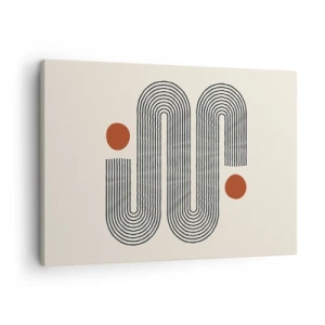Quadro su tela - Stampe su Tela - Motivo geometrico con linee e cerchi arancioni - 70x50cm - Dall'inizio alla fine - Decorazione murale moderna per soggiorno e camera da letto ARTTOR