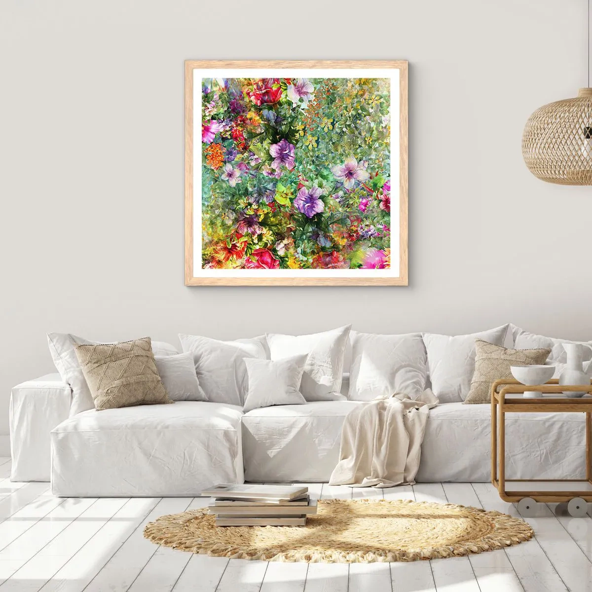 Poster in cornice rovere chiaro - Perdersi nei fiori - 50x50 cm