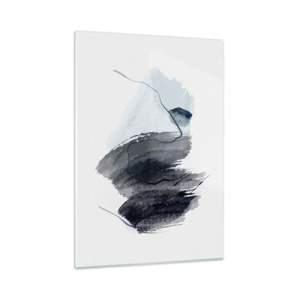 Quadro su vetro - Una composizione astratta nei toni del blu navy e del grigio - 50x70cm - Intensità e movimento - Decorazione murale moderna per soggiorno e camera da letto ARTTOR