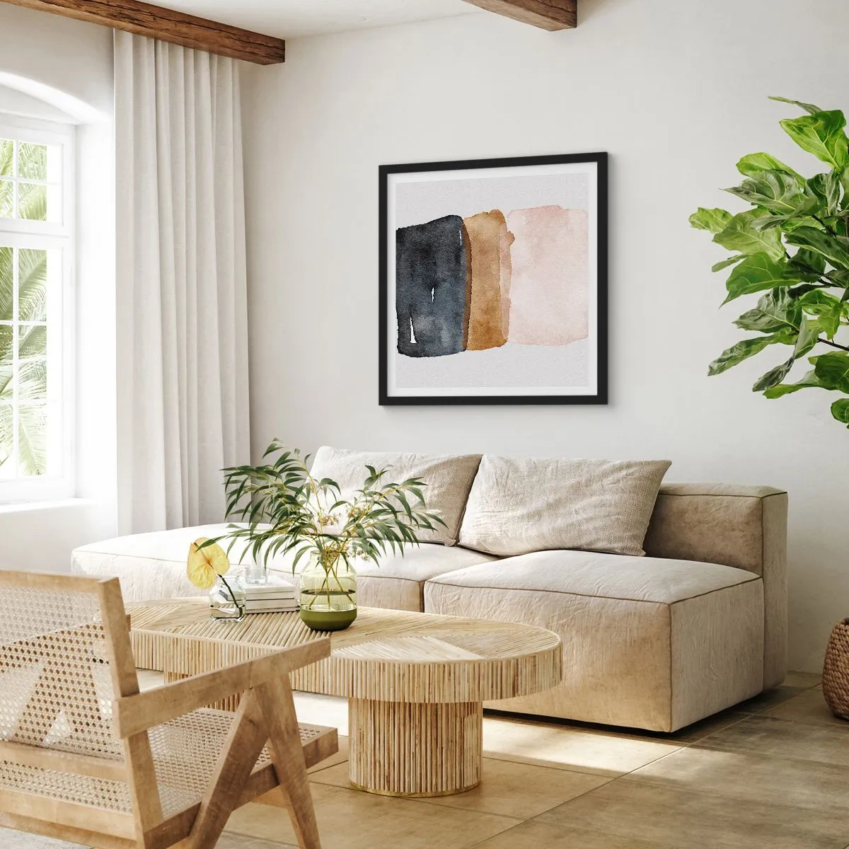 Poster in cornice nera - Composizione di colori della terra - 60x60 cm