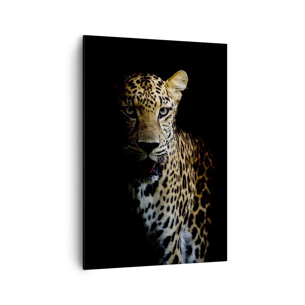 Quadro su tela - Stampe su Tela - Un leopardo su sfondo scuro con sguardo intenso - 70x100cm - Bellezza tenebrosa - Decorazione murale moderna per soggiorno e camera da letto ARTTOR