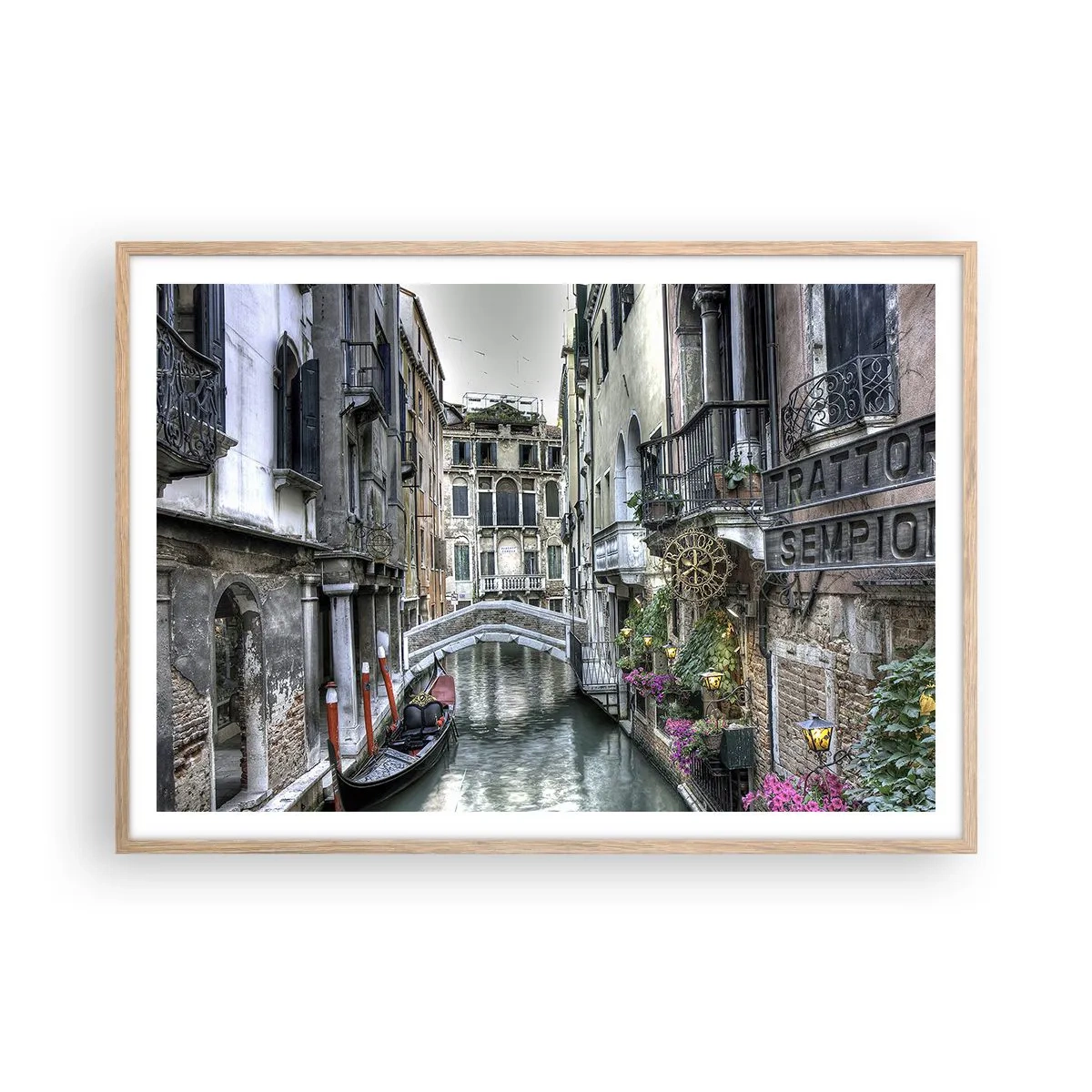 Poster in cornice rovere chiaro - Da secoli in silenziosa riflessione - 100x70 cm