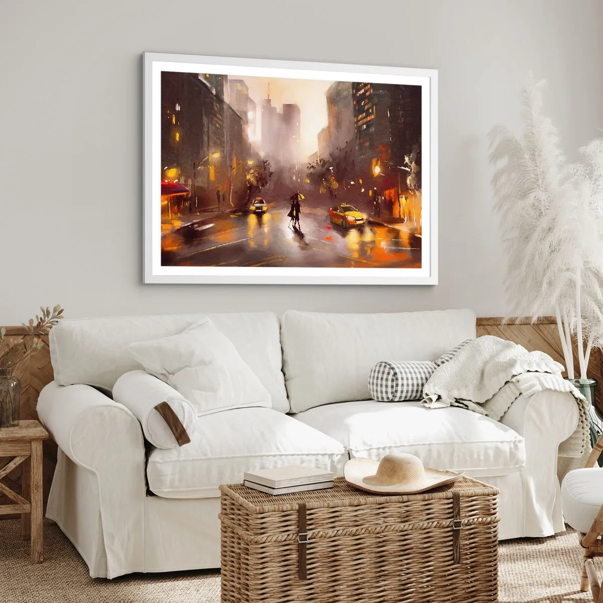 Poster in cornice bianca - Nelle luci di New York - 50x40 cm