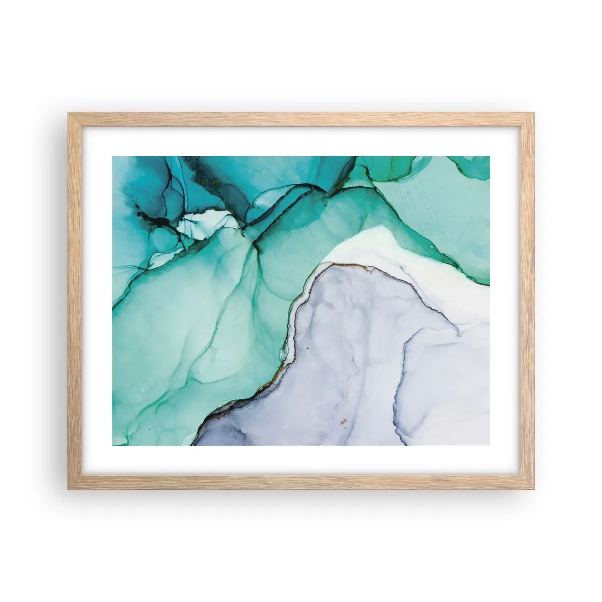 Poster in cornice rovere chiaro - Studio in turchese - 50x40 cm