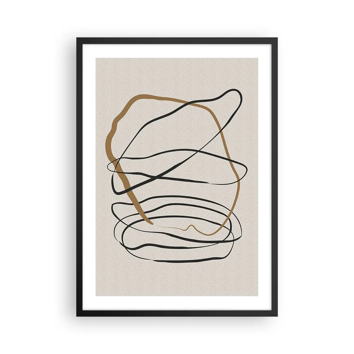 Poster in cornice nera - Astrazione minimalista con linee dinamiche - 50x70cm - Composizione: danza intricata - Decorazione murale moderna per soggiorno e camera da letto ARTTOR