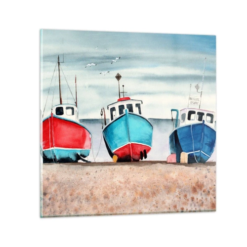 Quadro su vetro - Pronte alla pesca - 30x30 cm