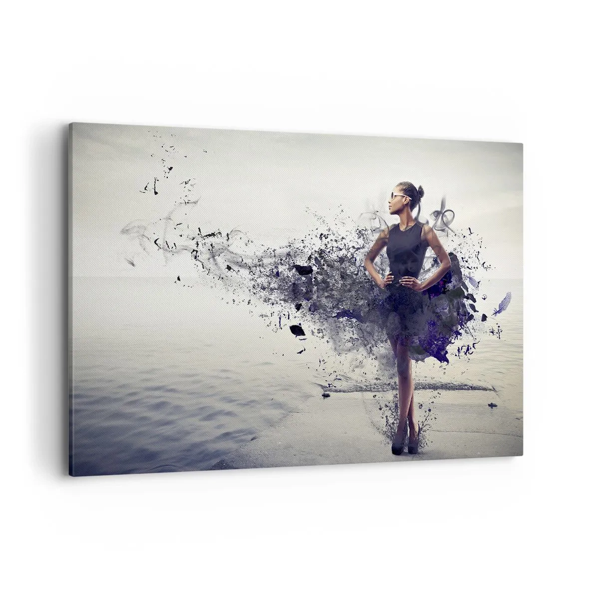 Quadro su tela - Stampe su Tela - Una donna in una composizione artistica sullo sfondo dell'acqua - 120x80cm - Venere africana - Decorazione murale moderna per soggiorno e camera da letto ARTTOR