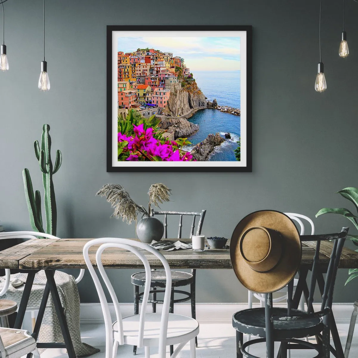 Poster in cornice nera - La città che ride - 60x60 cm