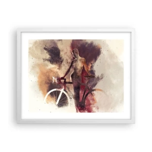Poster in cornice bianca - Nelle forme di marmo un'anima da ciclista - 50x40 cm