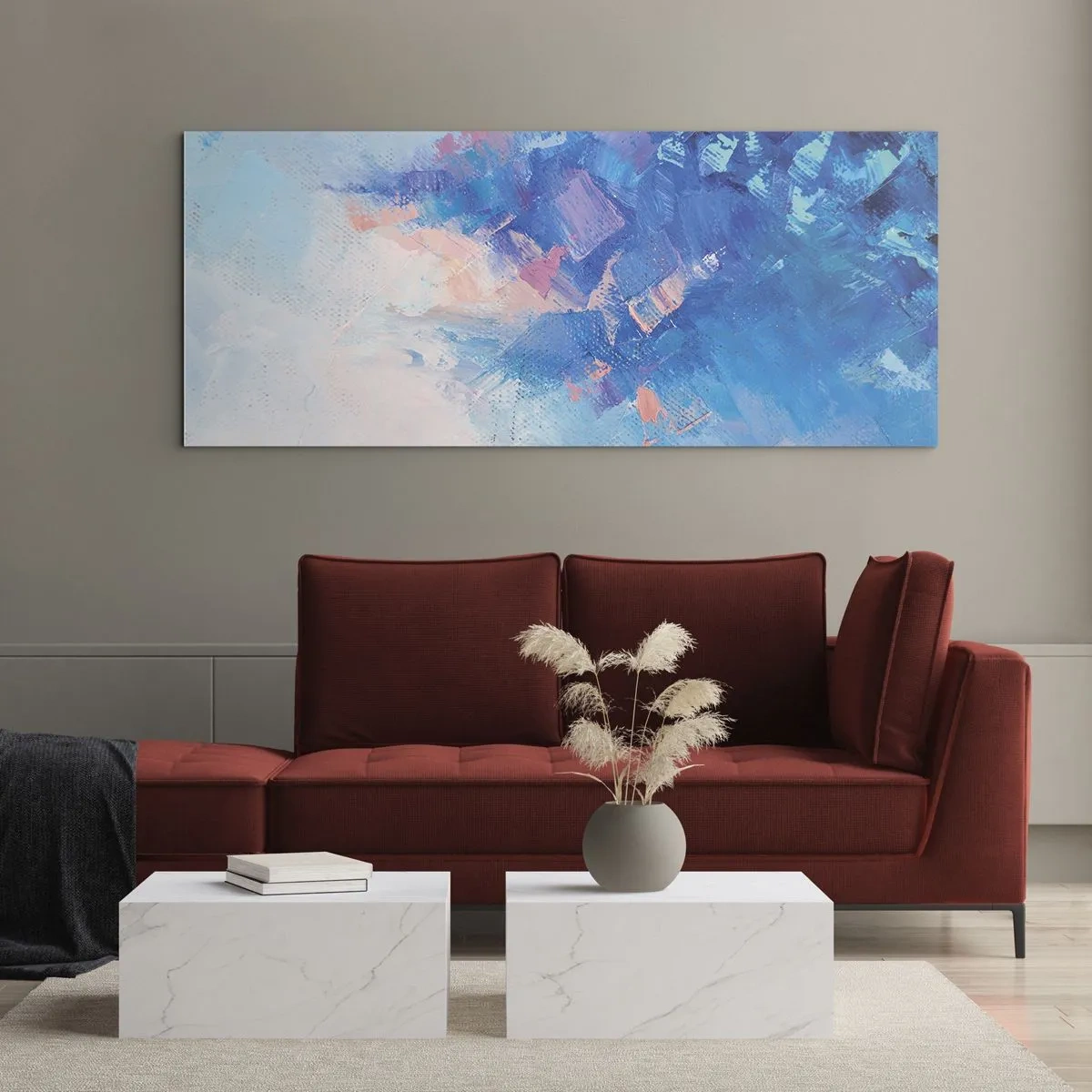 Quadro su vetro - Astrazione invernale - 100x40 cm