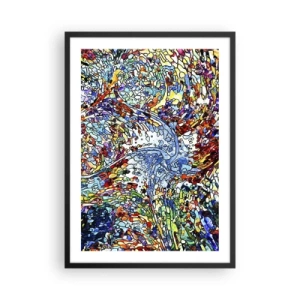 Poster in cornice nera - Flusso astratto di colori e strutture - 50x70cm - Vetrate a gocce - Decorazione murale moderna per soggiorno e camera da letto ARTTOR