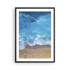 Poster in cornice nera - Vista aerea delle onde dell'oceano che si infrangono sulla riva - 50x70cm - La forza del blu - Decorazione murale moderna per soggiorno e camera da letto ARTTOR