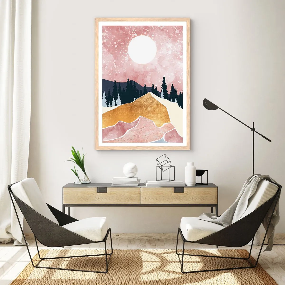 Poster in cornice rovere chiaro - Guardiano notturno - 70x100 cm