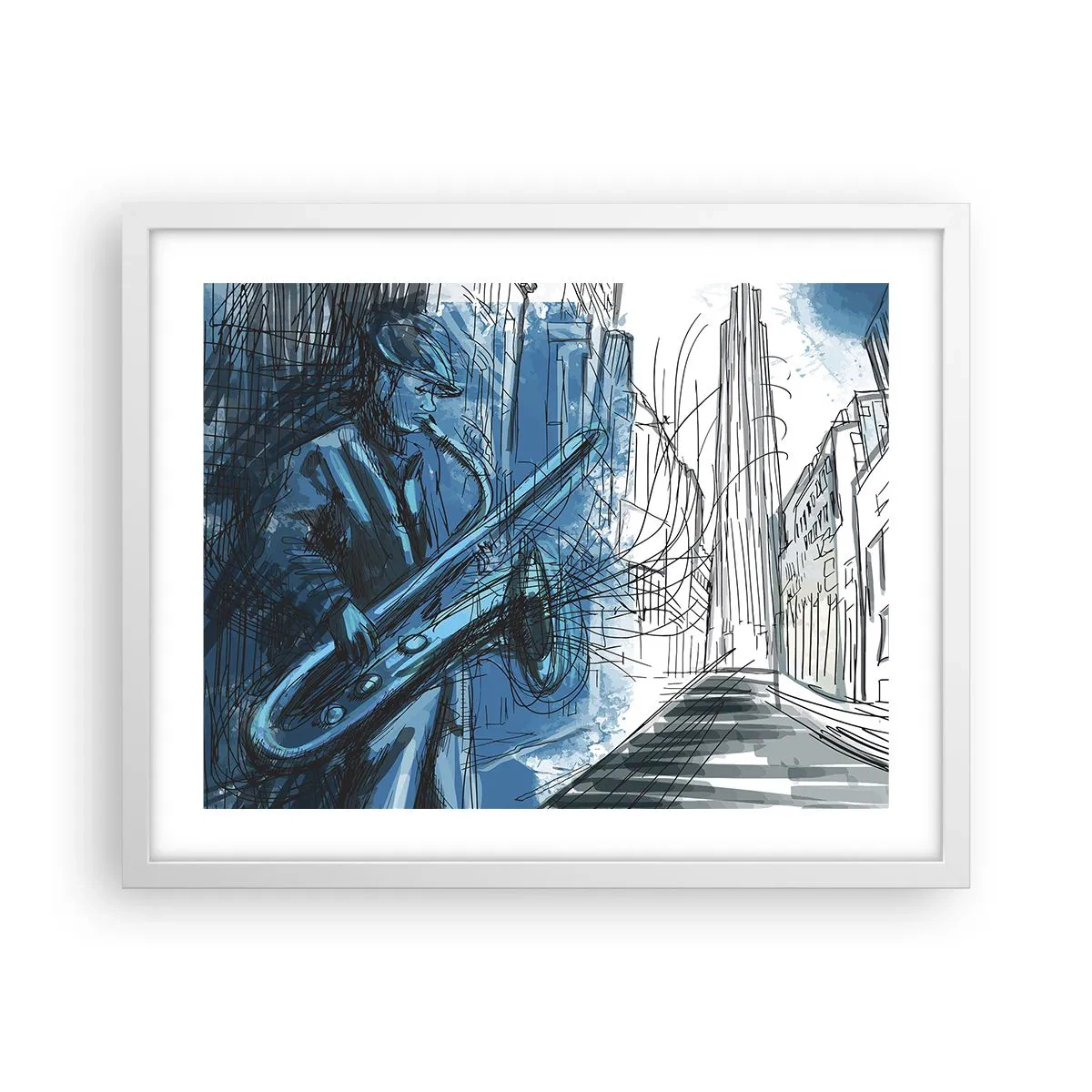 Poster in cornice bianca - Rapsodia urbana - 50x40 cm