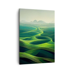 Quadro su tela - Stampe su Tela - Colline verdi con sentieri ondulati - 50x70cm - Nelle valli verdi - Decorazione murale moderna per soggiorno e camera da letto ARTTOR