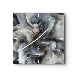 Orologio da parete - Orologio in Vetro - Vortice astratto nei toni del grigio e del blu - 30x30cm - Pietra in fiore - Decorazione murale moderna per soggiorno e camera da letto ARTTOR