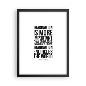 Poster in cornice nera - Einstein sul potere dell'immaginazione - 30x40 cm