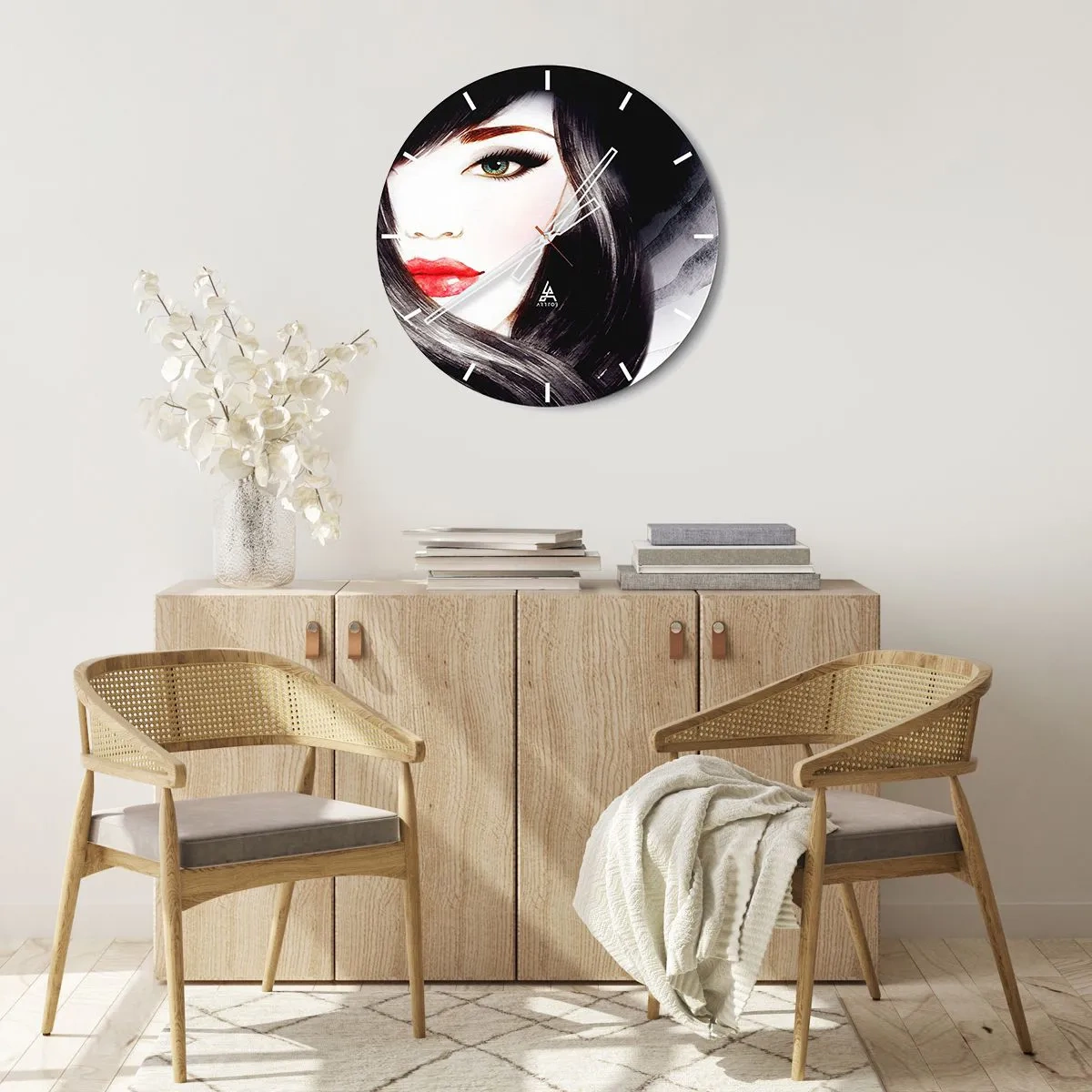 Orologio da parete - Orologio in Vetro - Sguardo di zaffiro - 40x40 cm