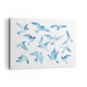 Quadro su tela - Stampe su Tela - Un delicato acquerello raffigurante uccelli in volo - 100x70cm - Uccelli del cielo - Decorazione murale moderna per soggiorno e camera da letto ARTTOR